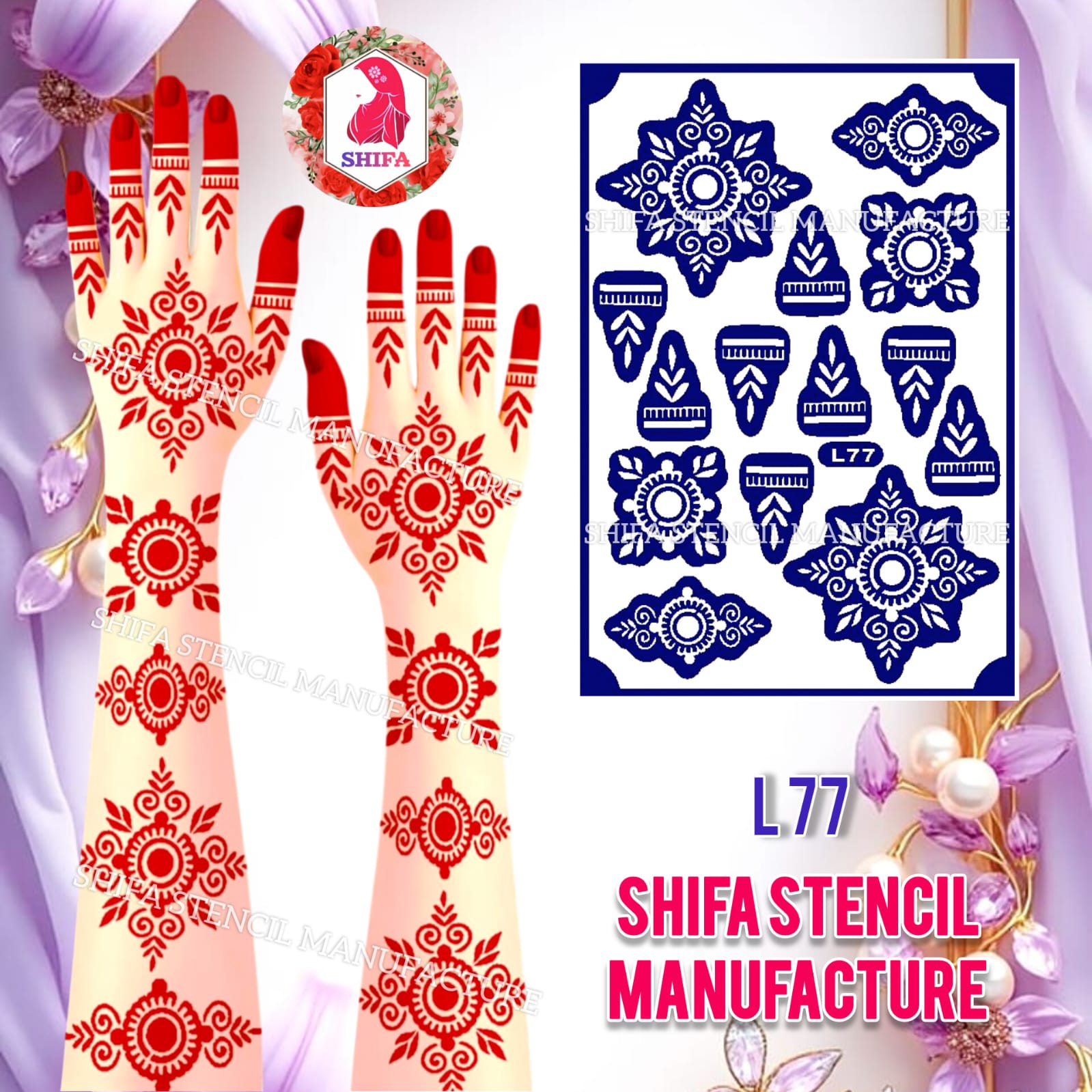 L 77 Mandala Geometry - Sticker overview - Shifa Stencil Manufacturer